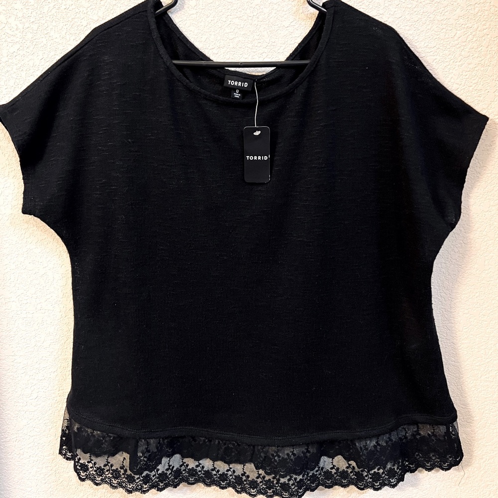 Torrid Black lace blouse.